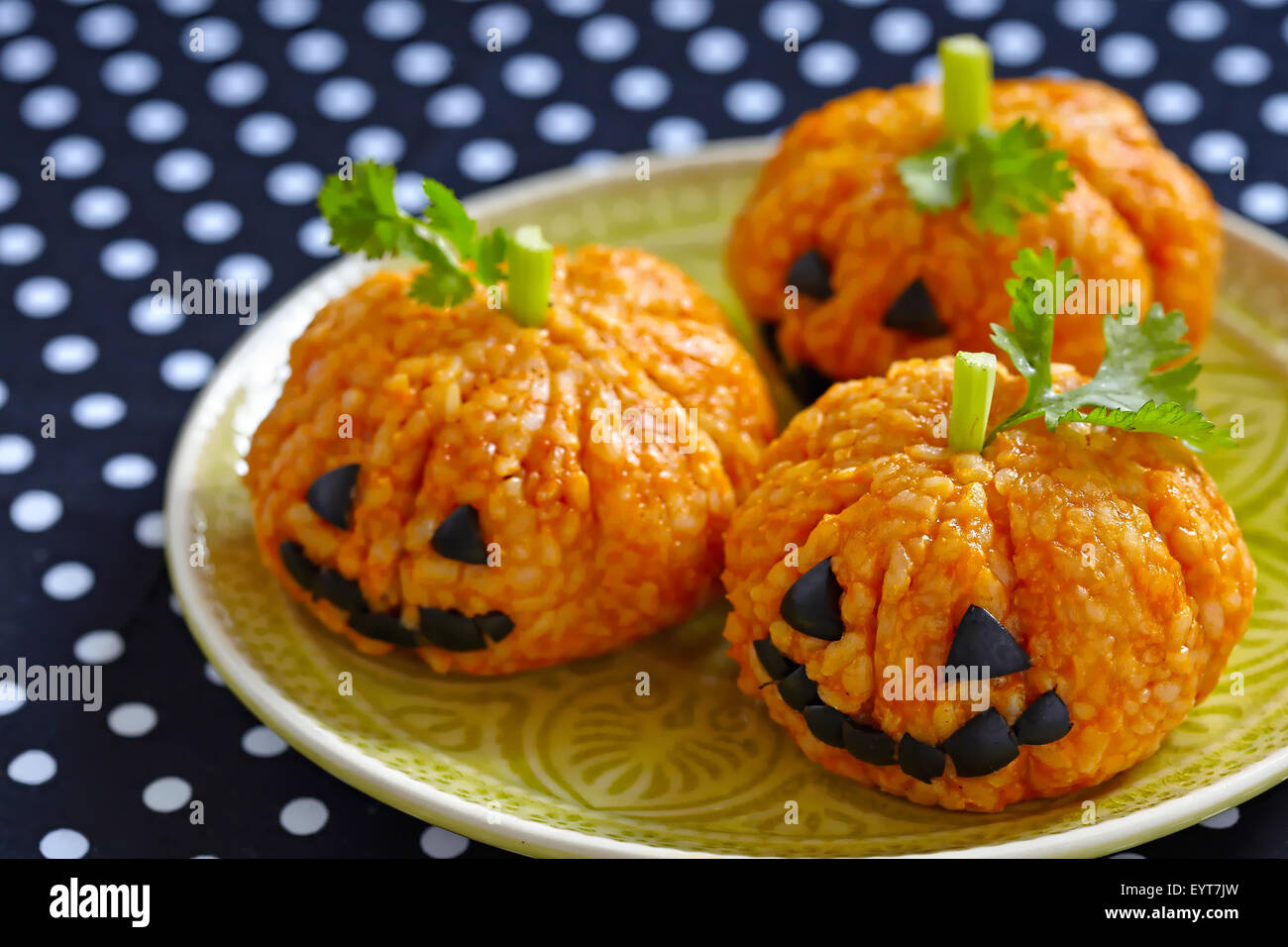 La zucca palla di riso Jack O lanterne Foto Stock