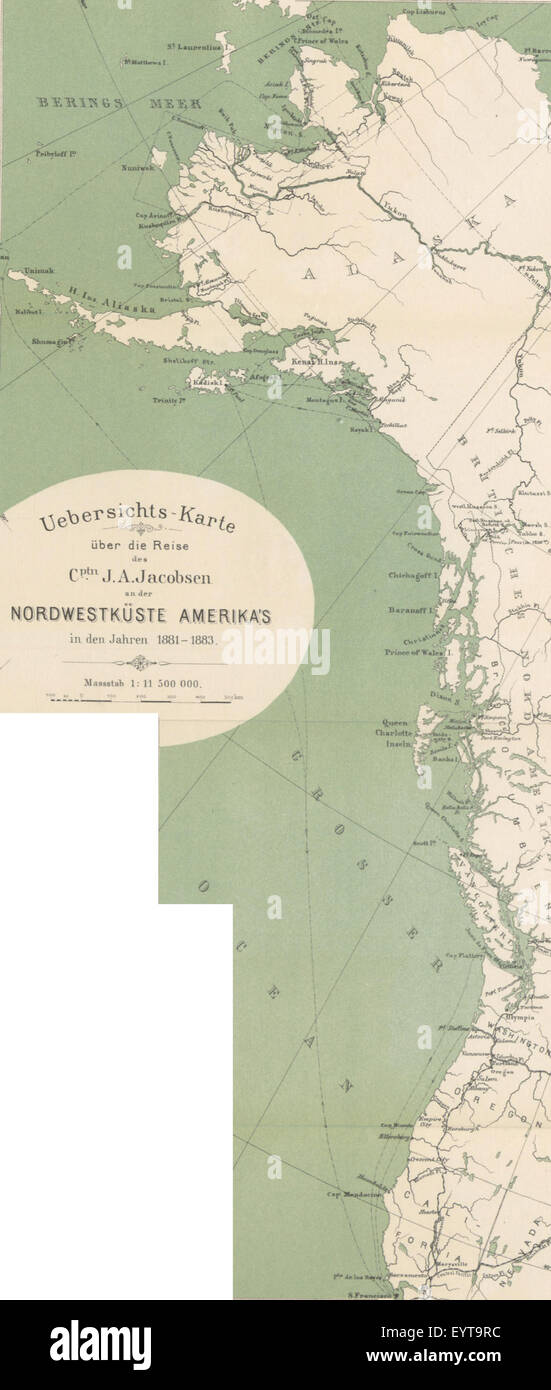 Un'immagine tratta da pagina 449 di "Reise del capitano Jacobsen", che mostra una scena dei viaggi dell'autore lungo la costa nord-occidentale dell'America tra il 1881 e il 1883, focalizzata sulla ricerca etnologica e sulle esperienze personali durante la spedizione. Foto Stock