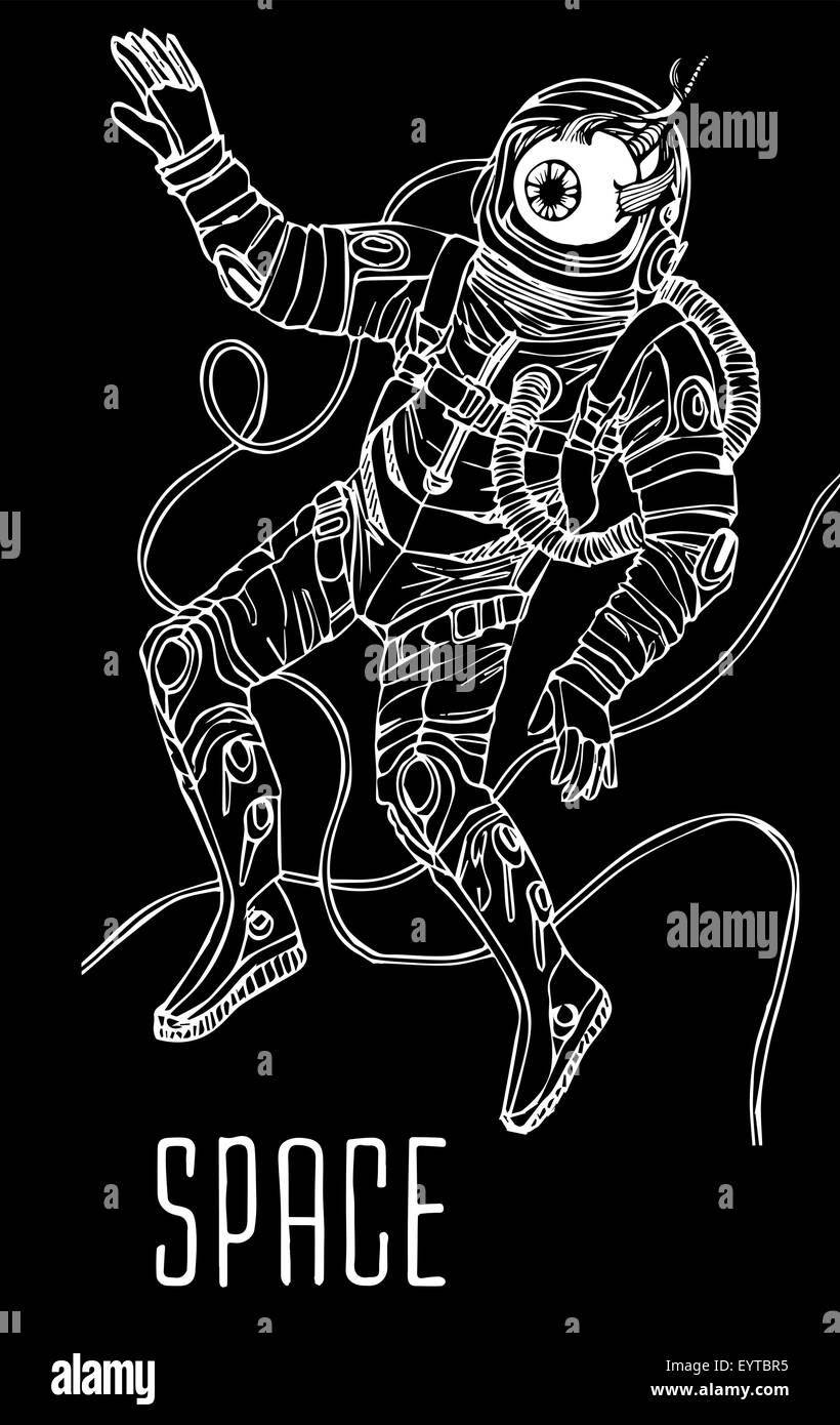 Il concetto di spazio con l'astronauta Illustrazione Vettoriale