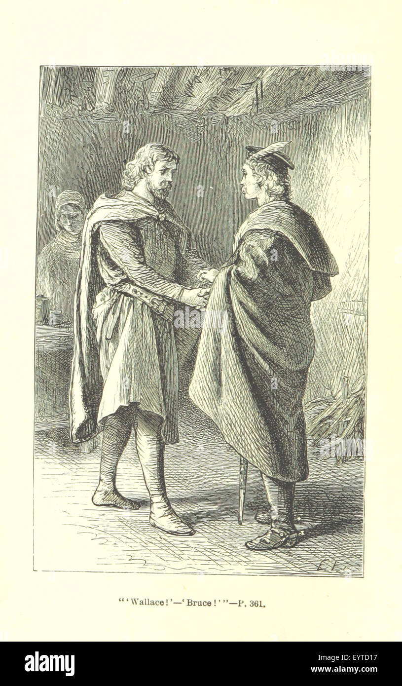 Fotografia tratta da pagina 6 di "The Scottish Chiefs", che illustra i temi del romanzo storico incentrato sugli eroi scozzesi. Foto Stock