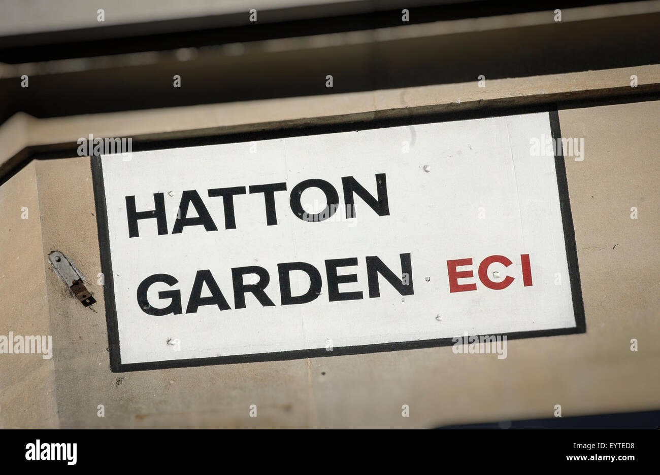 Cartello Hatton Garden Street, Londra, Inghilterra Foto Stock