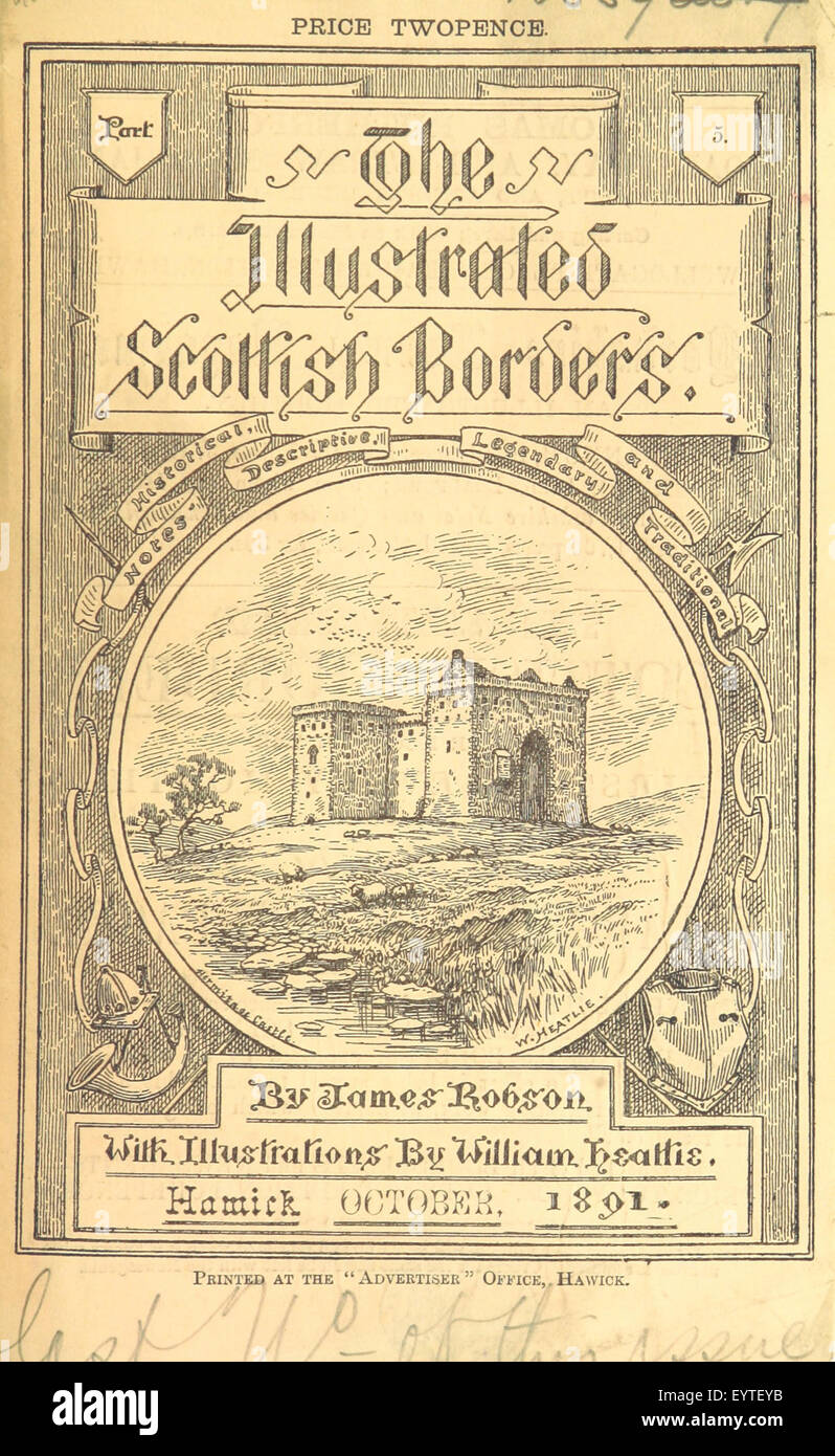 Illustrazione tratta da "The Illustrated Scottish Borders", una ristampa di bozzetti di confine, che mostrano i paesaggi e le caratteristiche della regione degli Scottish Borders. Foto Stock