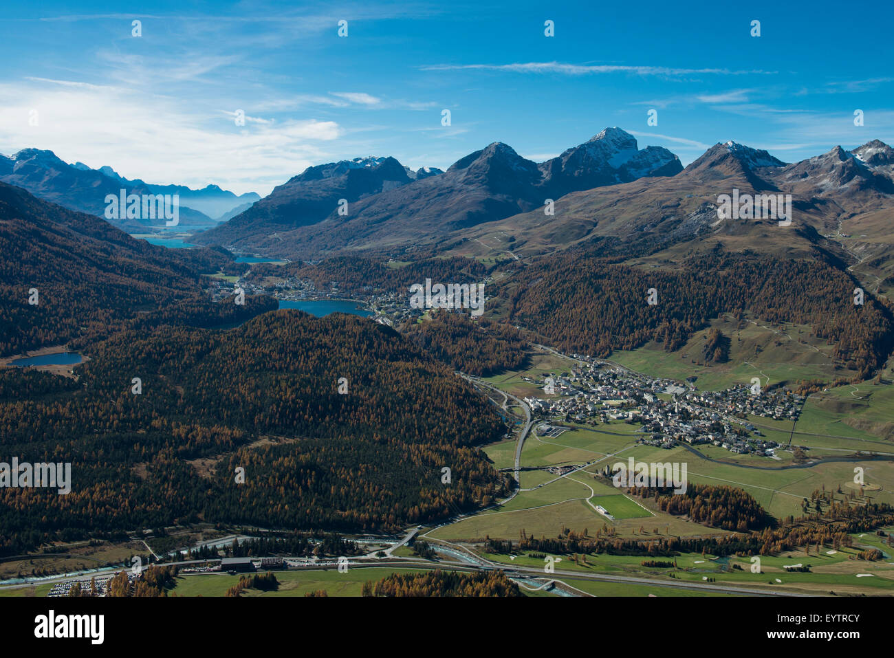 Celerina, Engadina, Svizzera, San Moritz, lago di St. Moritz Foto Stock