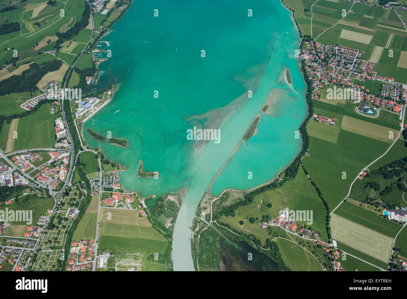 Regione di Allgäu (regione bavarese), Germania, lago di Forggensee, Tegelberg (montagna) vicino a Füssen Foto Stock