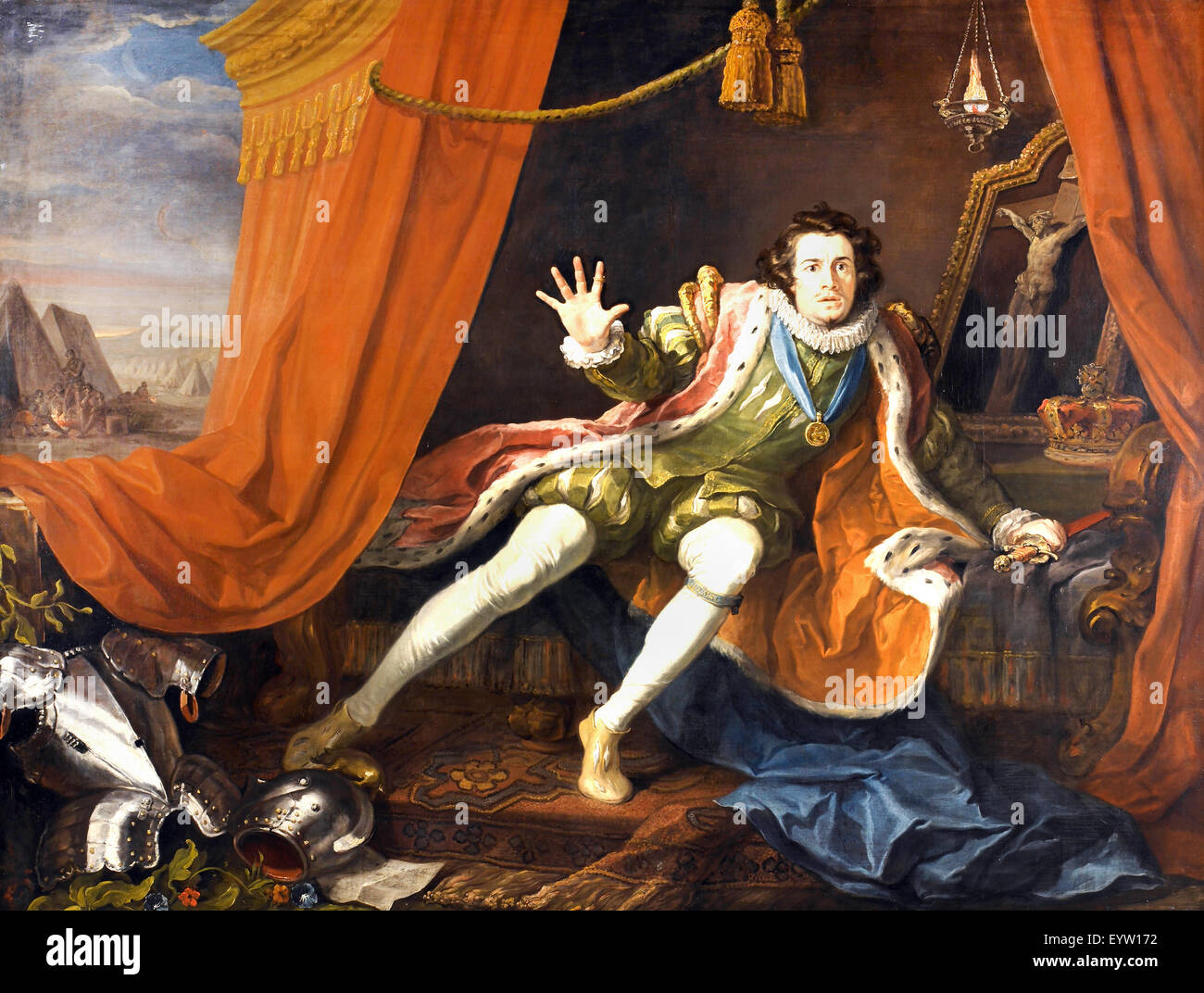 William Hogarth, David Garrick come Richard III. Circa 1745. Olio su tela. La Walker Art Gallery di Liverpool, in Inghilterra. Foto Stock