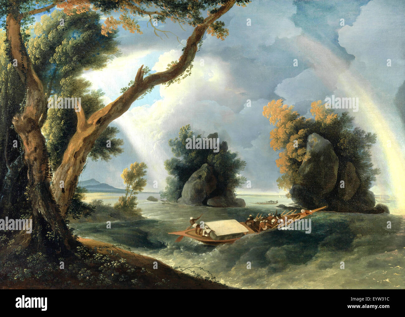 William Hodges, tempesta sulle rive del Gange, con la sig.ra Hastings in prossimità del Col-gon rocce. Circa 1790. Olio su tela. Foto Stock