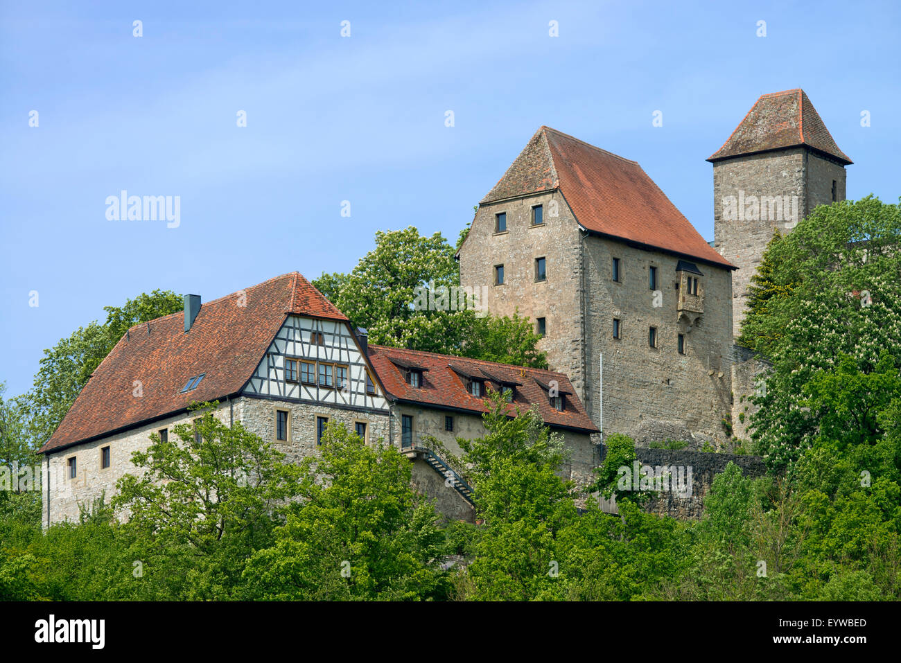 Il castello di Tierberg, Steinkirchen, vicino a Braunsbach, Baden-Württemberg, Germania Foto Stock