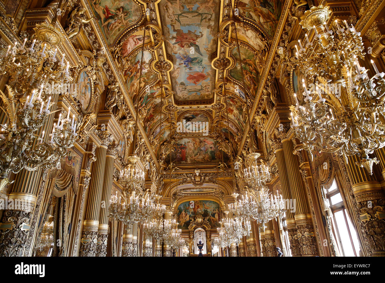 Soffitto del Grand Hall, Paris Opera, Palais Garnier, Parigi, Francia, Europa Foto Stock