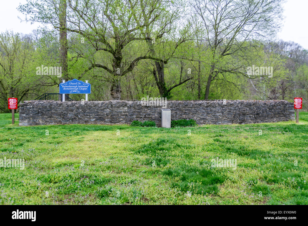 Il sito originale di Fort Boonesborough situato accanto al fiume Kentucky Foto Stock