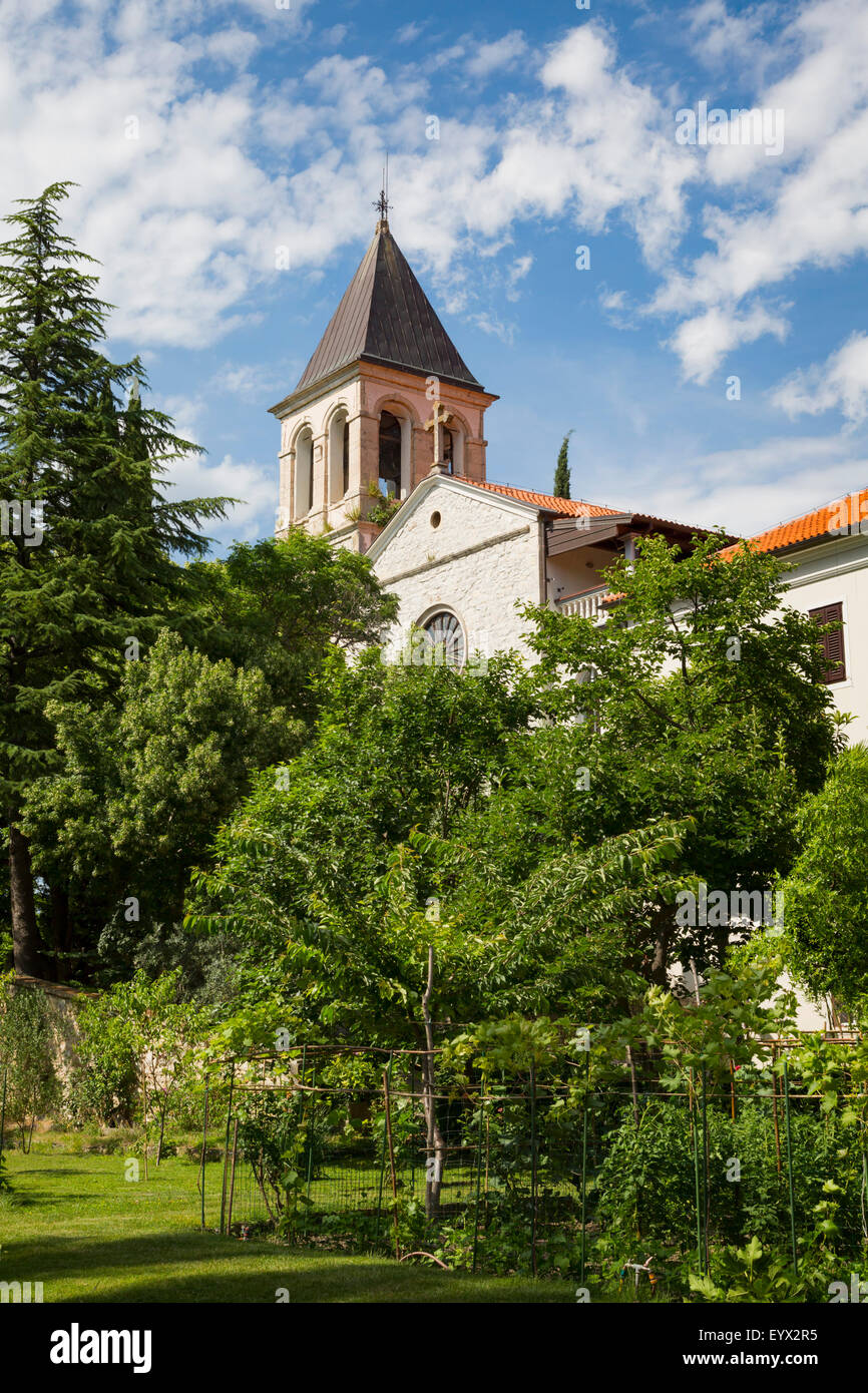 Parco Nazionale di Krka, Nacionalni park Krka, Dalmazia, Croazia. Isola di Visovac all interno del parco è la casa del monastero Visovac. Foto Stock
