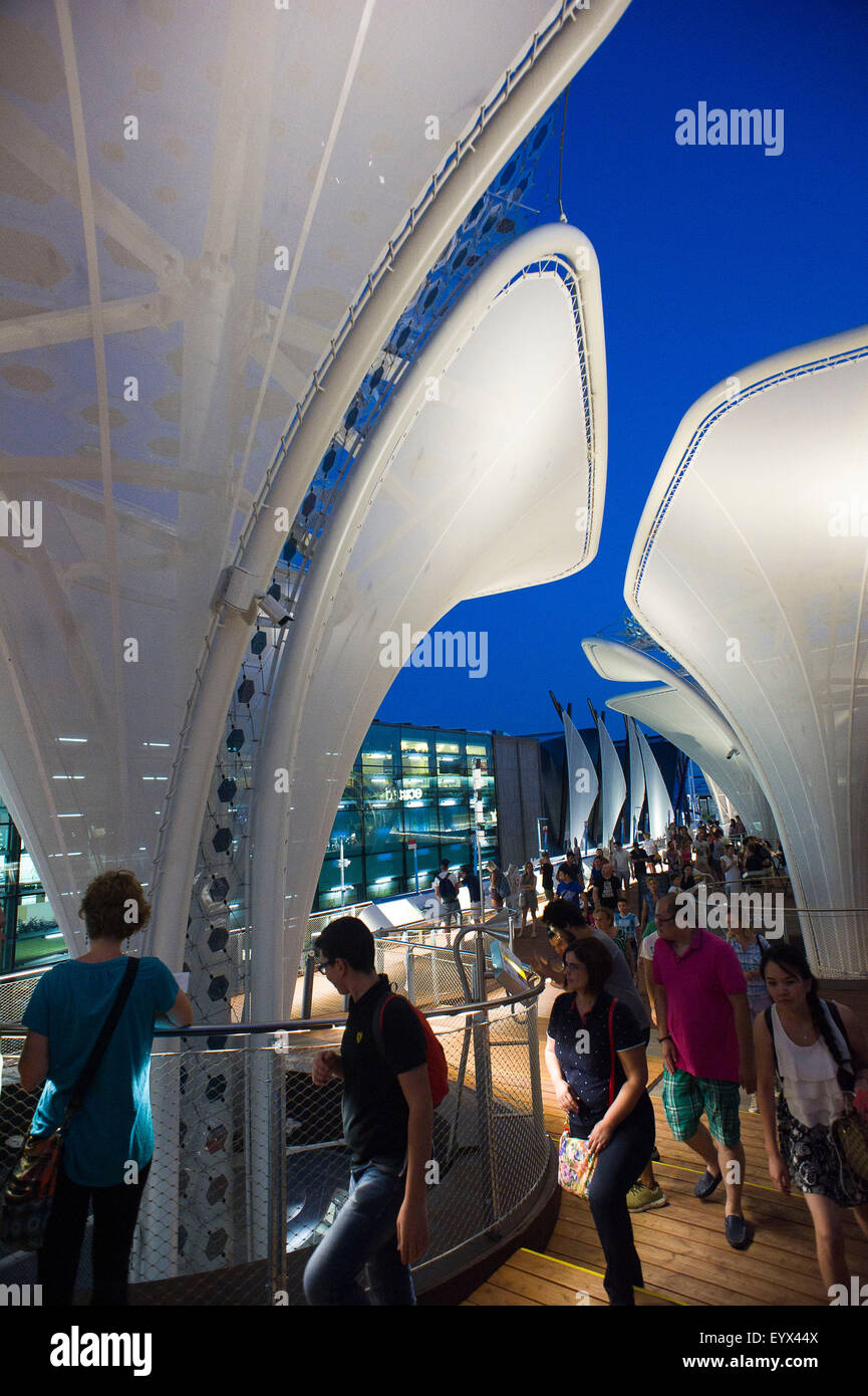 Italia Milano Expo padiglione tedesco serali all'aperto 2015, architettoniche, architettura, città contemporanee, europa, europeo, Foto Stock