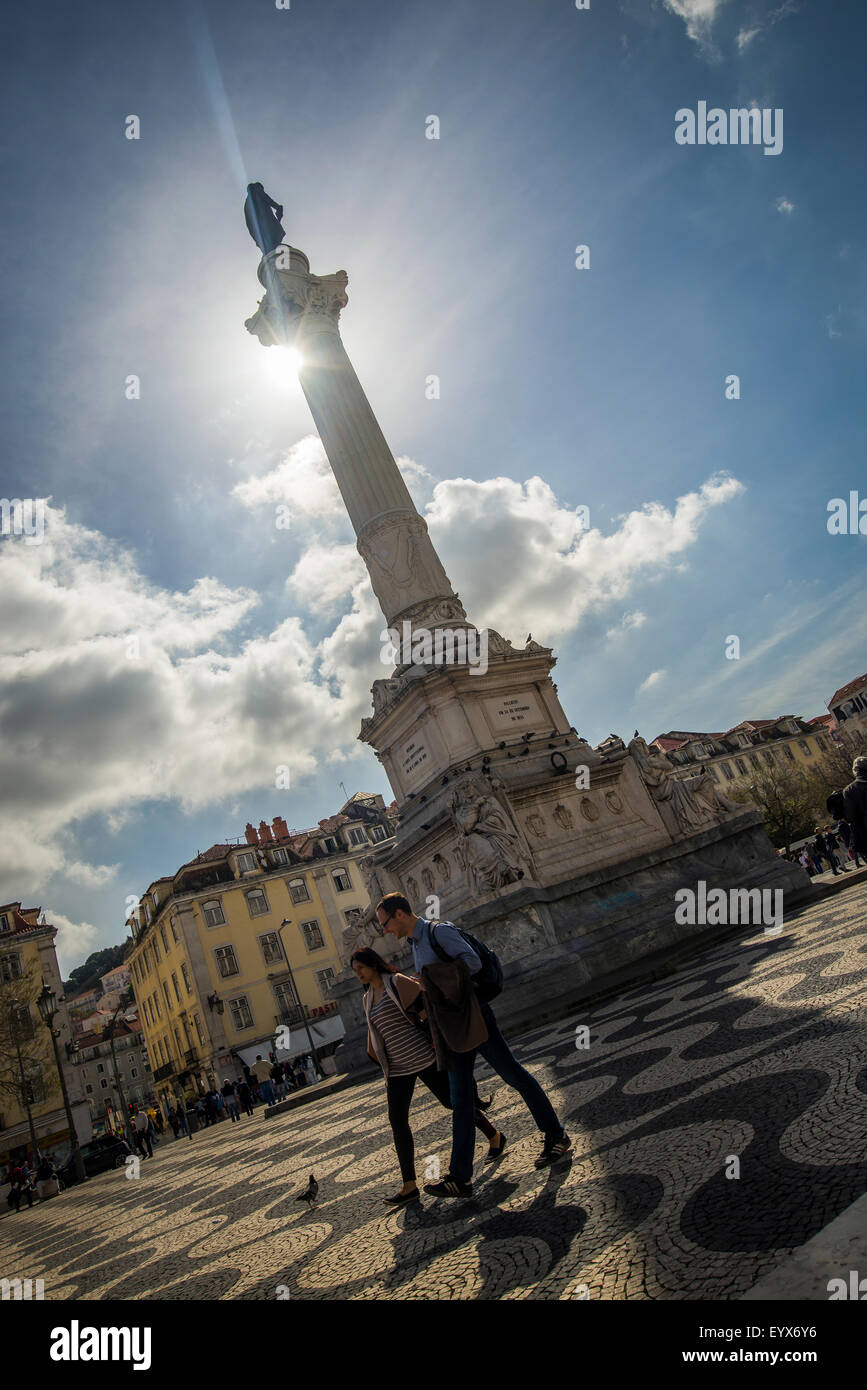 Praça Dom Pedro IV, Lisbona, Portogallo Foto Stock