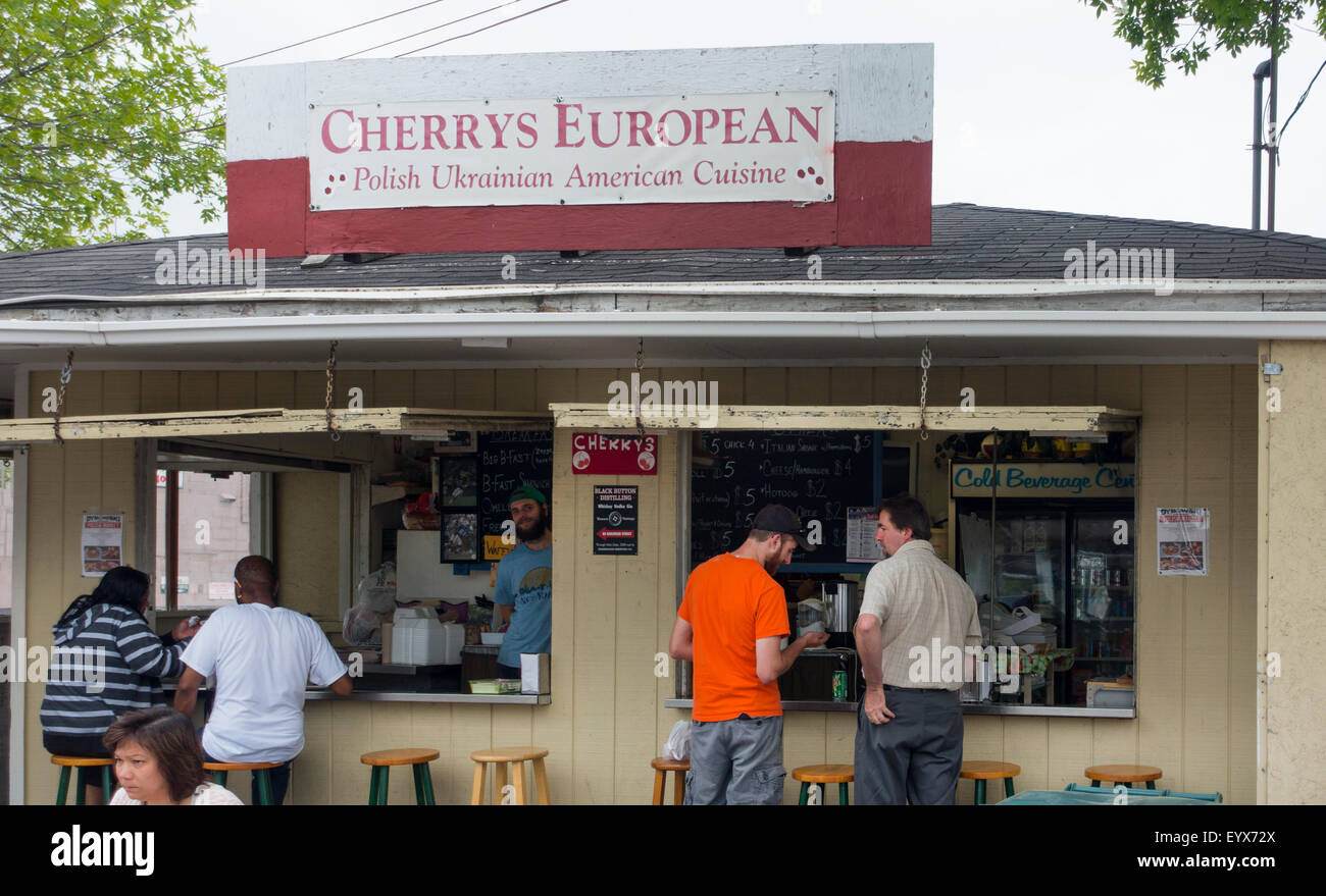 Rochester New York Public Market food stand Foto Stock