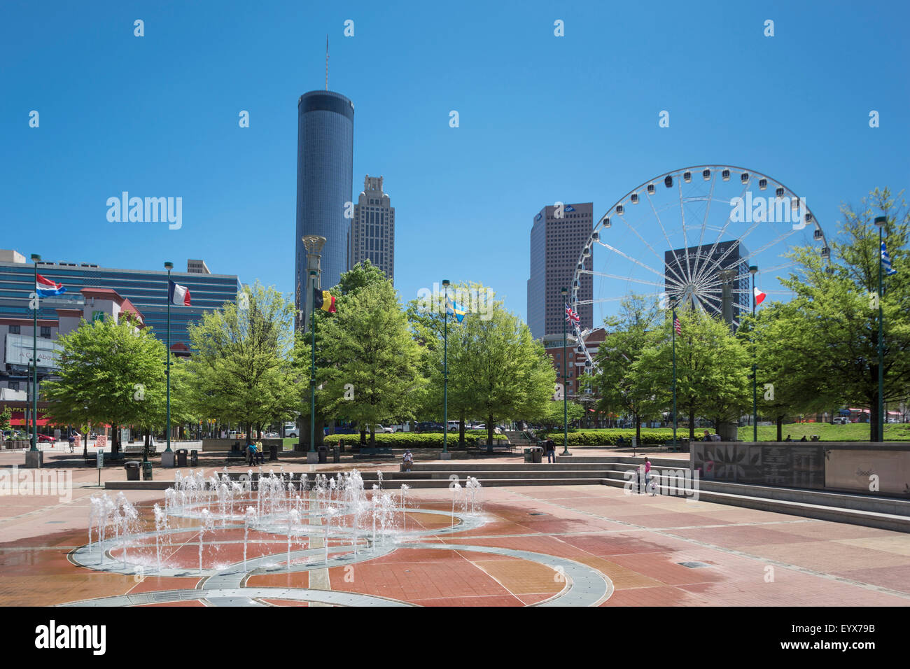 Fontana Centennial Olympic Park skyline del centro di Atlanta Stati Uniti d'America Foto Stock