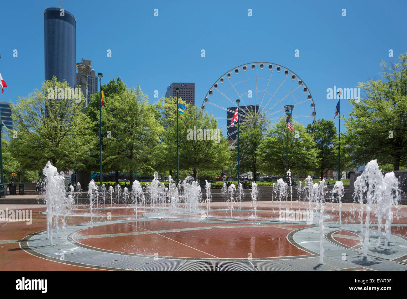 Fontana Centennial Olympic Park skyline del centro di Atlanta Stati Uniti d'America Foto Stock