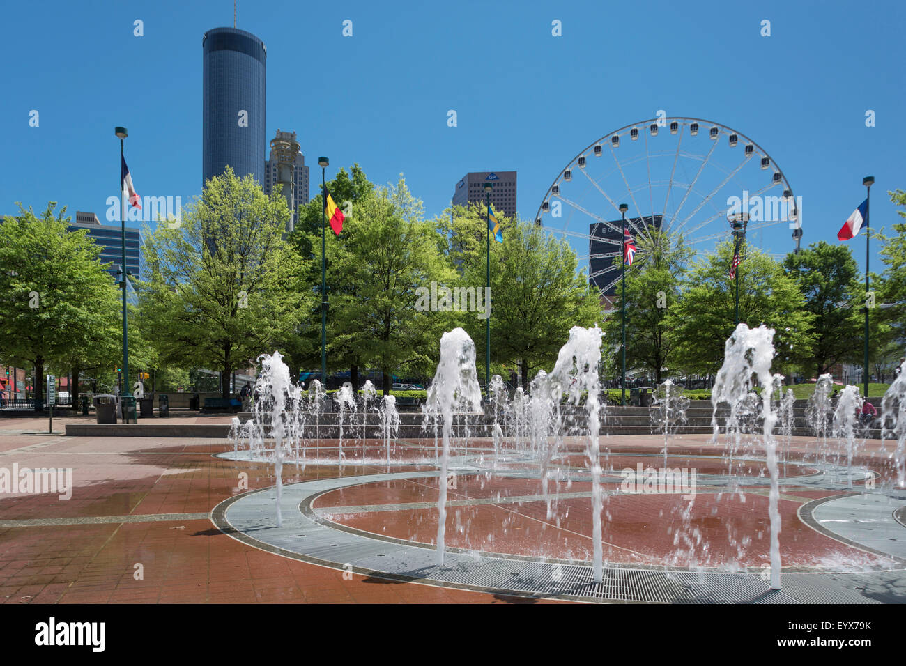 Fontana Centennial Olympic Park skyline del centro di Atlanta Stati Uniti d'America Foto Stock