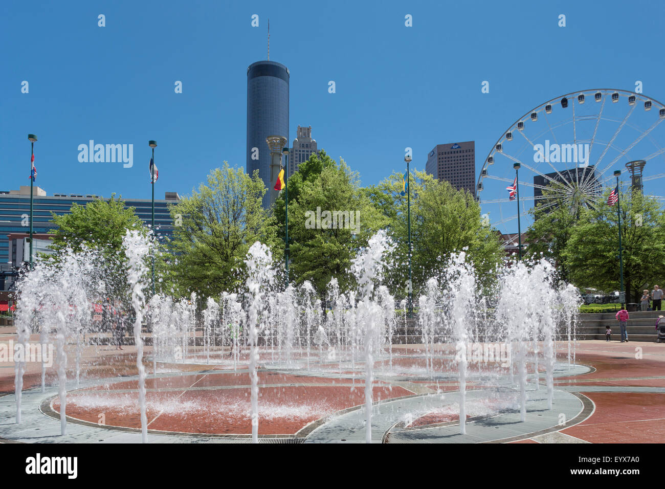 Fontana Centennial Olympic Park skyline del centro di Atlanta Stati Uniti d'America Foto Stock