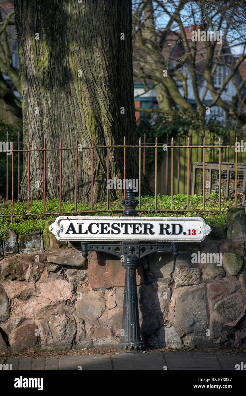 Un 'Alcester Road' accedi Moseley che viene presentato nel tratto urbano di 'luoghi migliori per vivere' UK Foto Stock