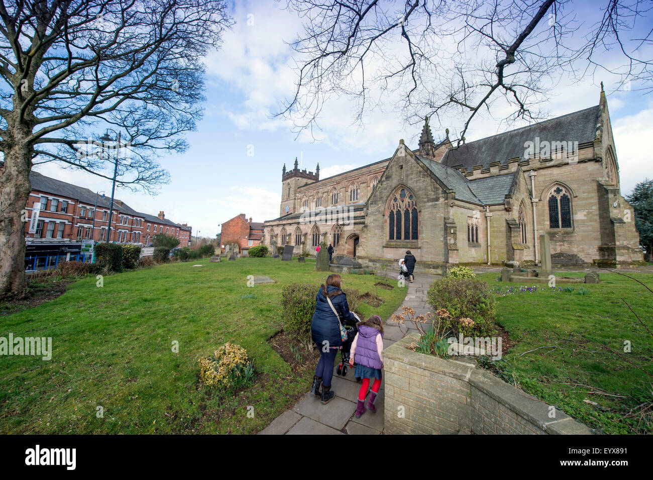 Chiesa di Santa Maria in Moseley che viene presentato nel tratto urbano di 'luoghi migliori per vivere' Birmingham, Regno Unito Foto Stock