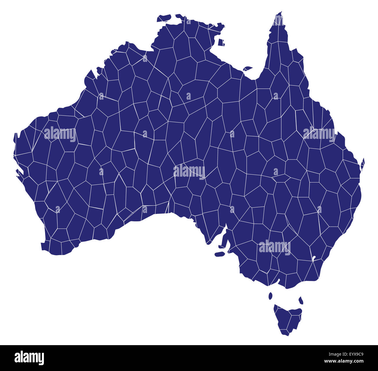 Silhouette mappa di Australia su uno sfondo bianco Foto Stock