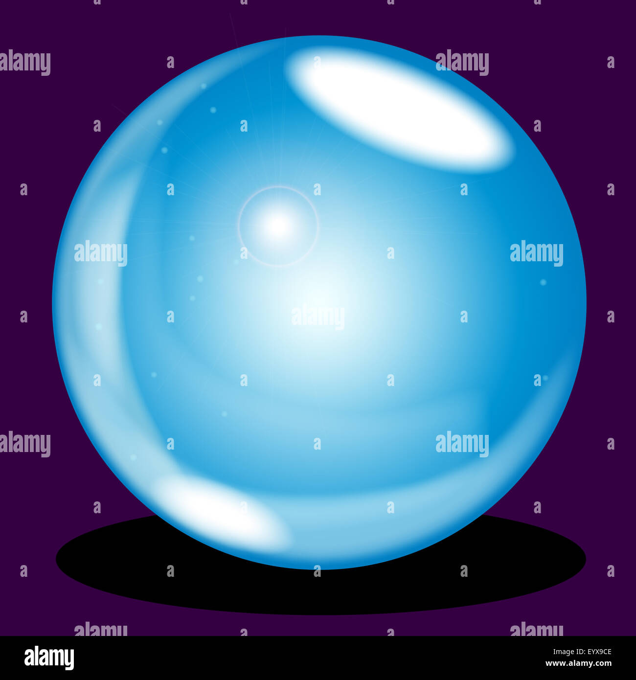 Una sfera di cristallo su uno sfondo viola Foto Stock