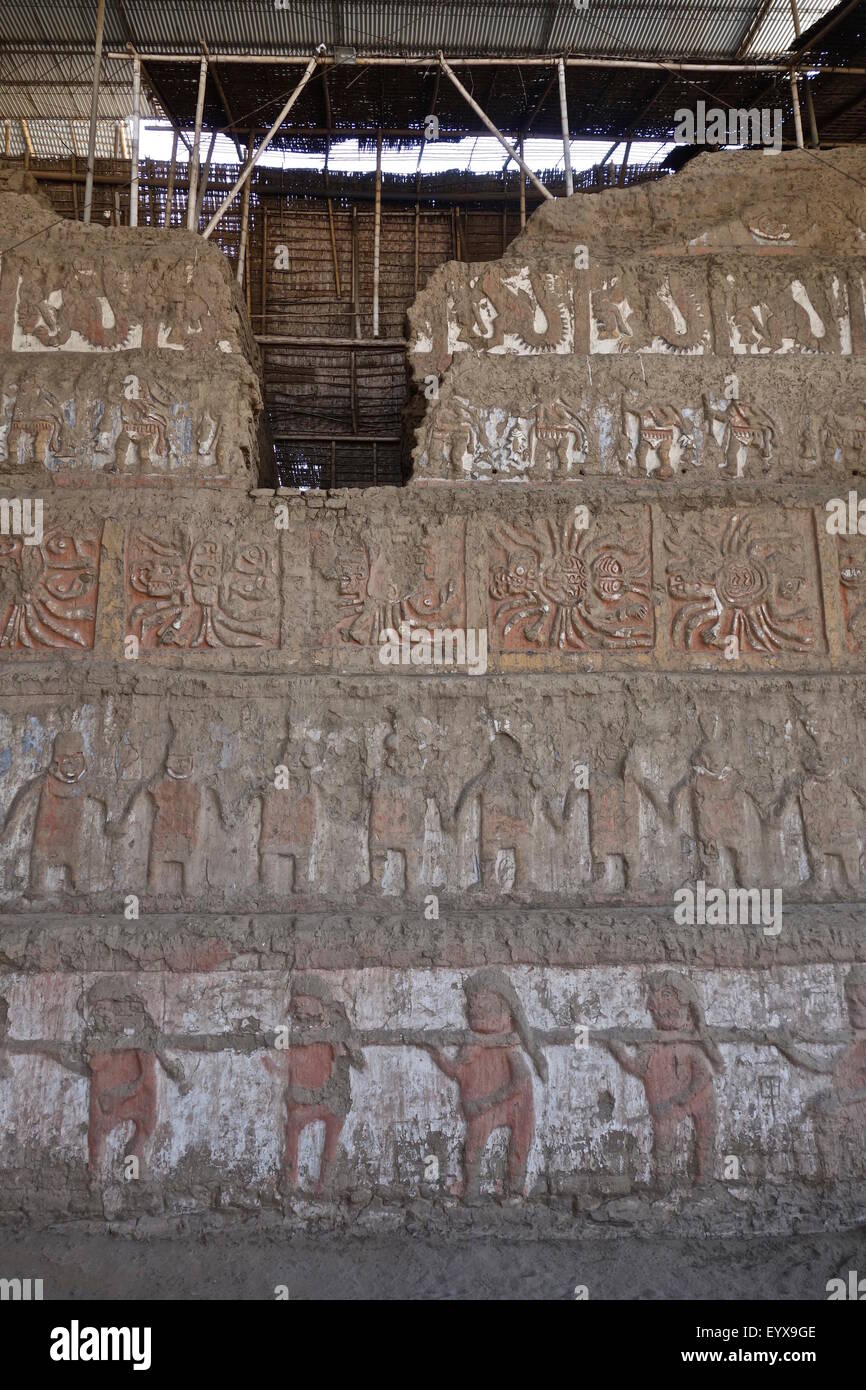 Huaca de la Luna complesso archeologico, vicino a Trujillo, La Libertad Provincia, Perù Foto Stock