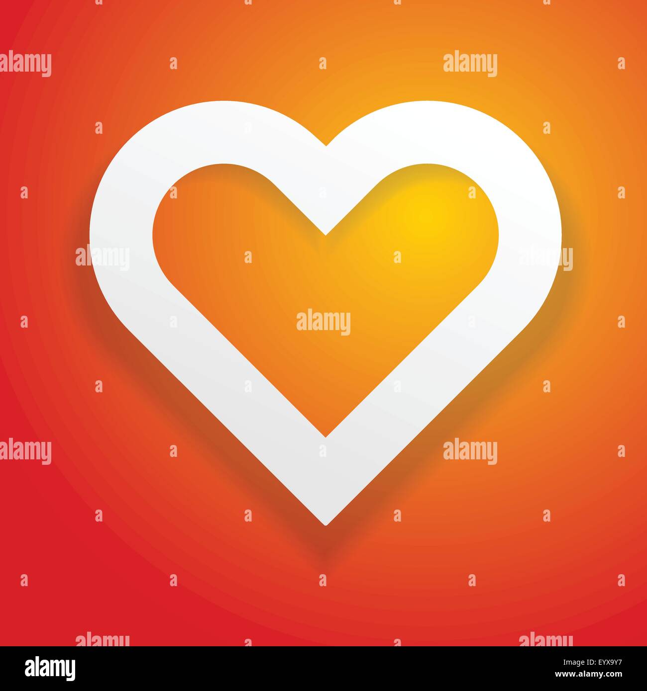 Festive rosso sfondo arancione con cuore come amore concetto illustrazione vettoriale. Illustrazione Vettoriale
