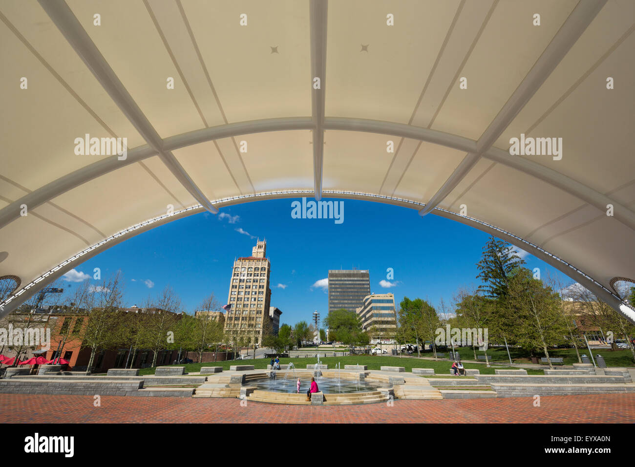 BANDSTAND PACK SQUARE PARK DOWNTOWN ASHEVILLE BUNCOMBE COUNTY North Carolina USA Foto Stock