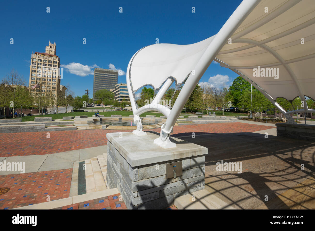 BANDSTAND PACK SQUARE PARK DOWNTOWN ASHEVILLE BUNCOMBE COUNTY North Carolina USA Foto Stock