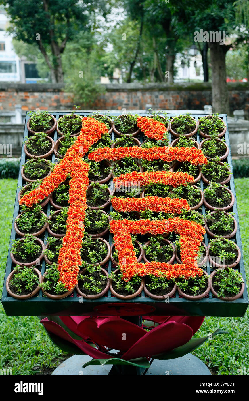 Carattere cinese per 'fiducia', il Tempio della Letteratura, Hanoi, Vietnam Foto Stock