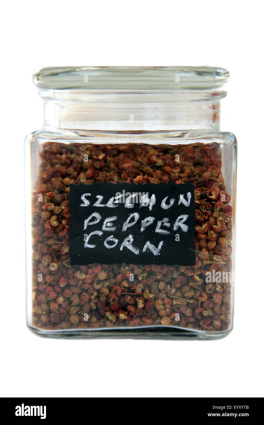 Pepe Szechun calli in un vasetto di storage Foto Stock