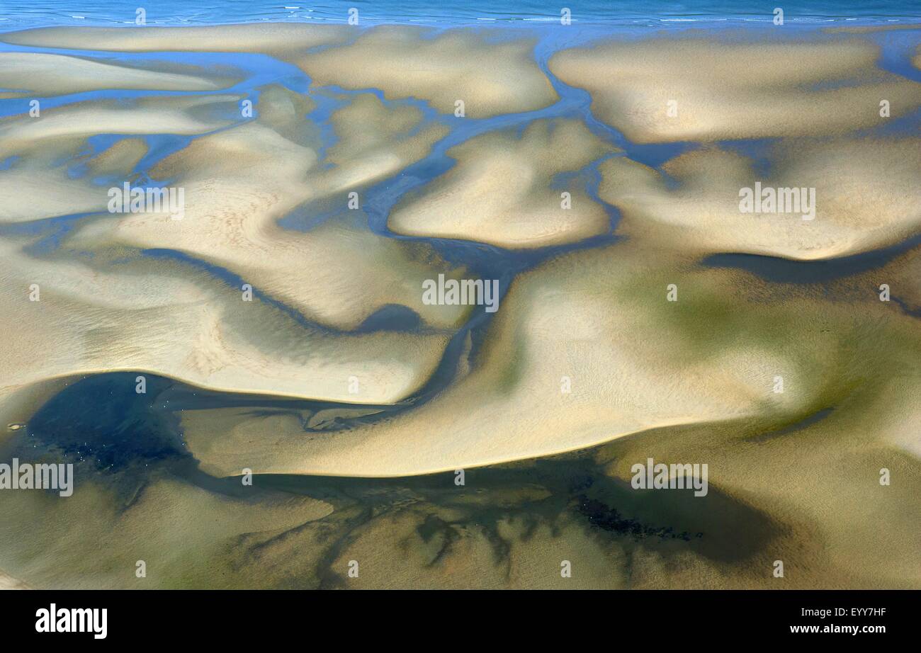 Vista aerea al sabbioso litorale del Mare del Nord, Belgio, Fiandre Foto Stock