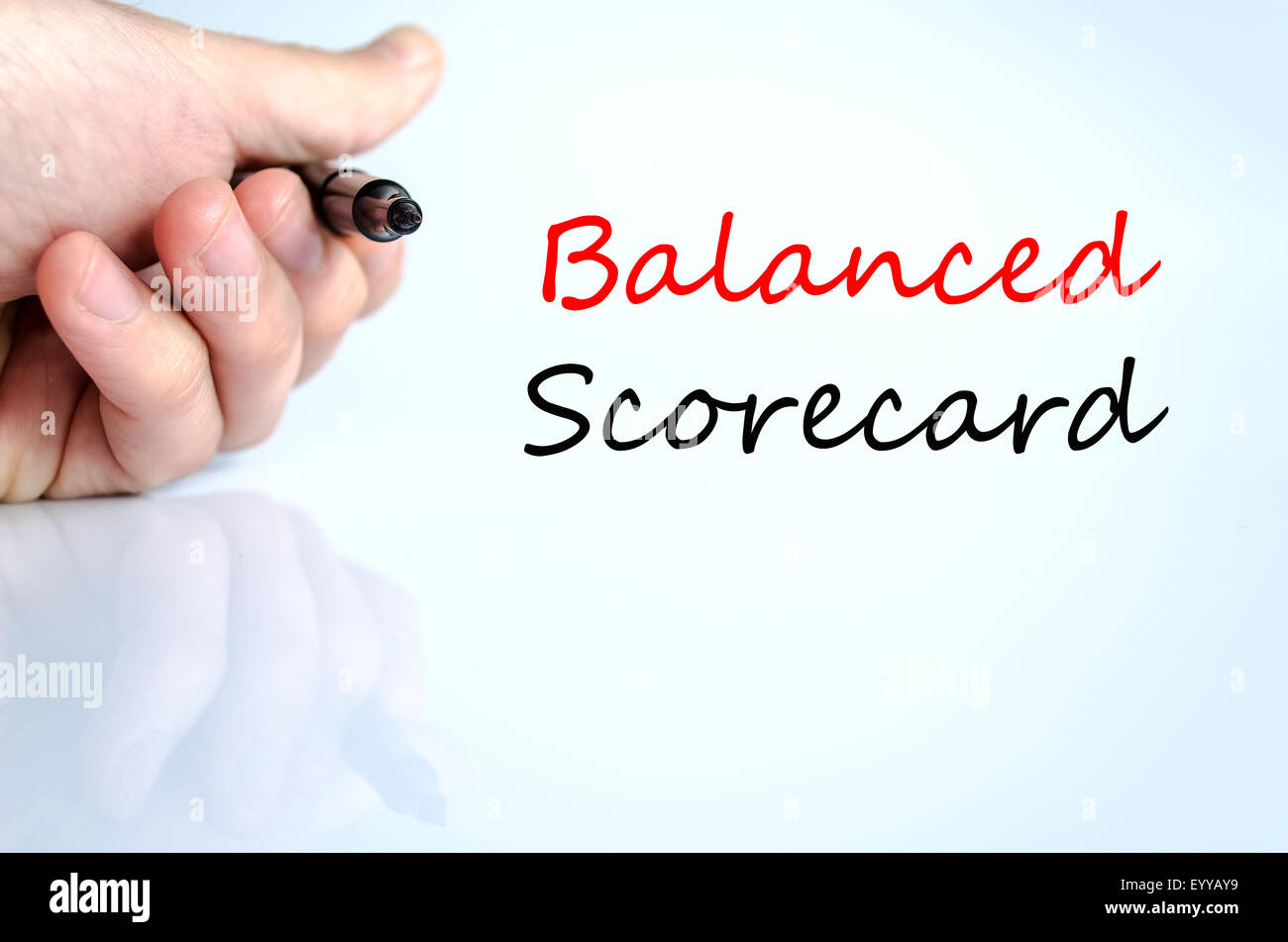 Balanced scorecard testo concetto isolato su sfondo bianco Foto Stock