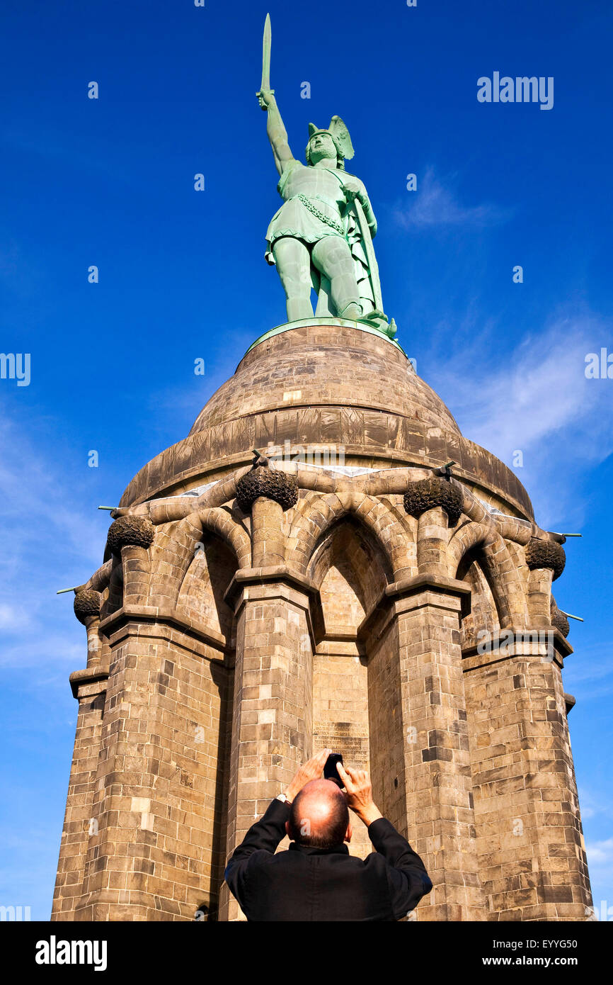 Hermannsdenkmal nella foresta di Teutoburgo, in Germania, in Renania settentrionale-Vestfalia, Detmold Foto Stock