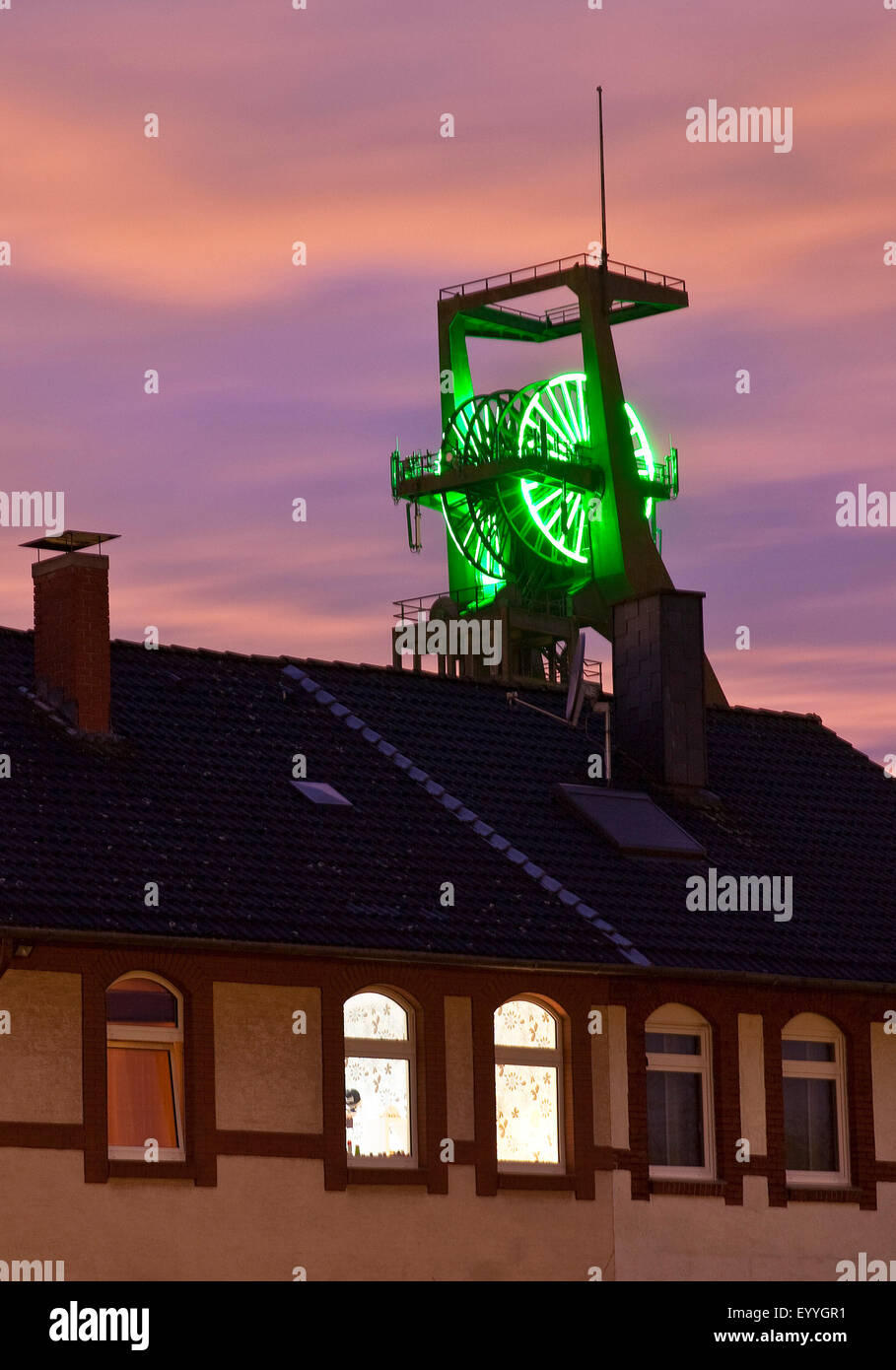 Distretto del triangolo di minatori Hochlarmark con telaio pit, in Germania, in Renania settentrionale-Vestfalia, la zona della Ruhr, Recklinghausen Foto Stock