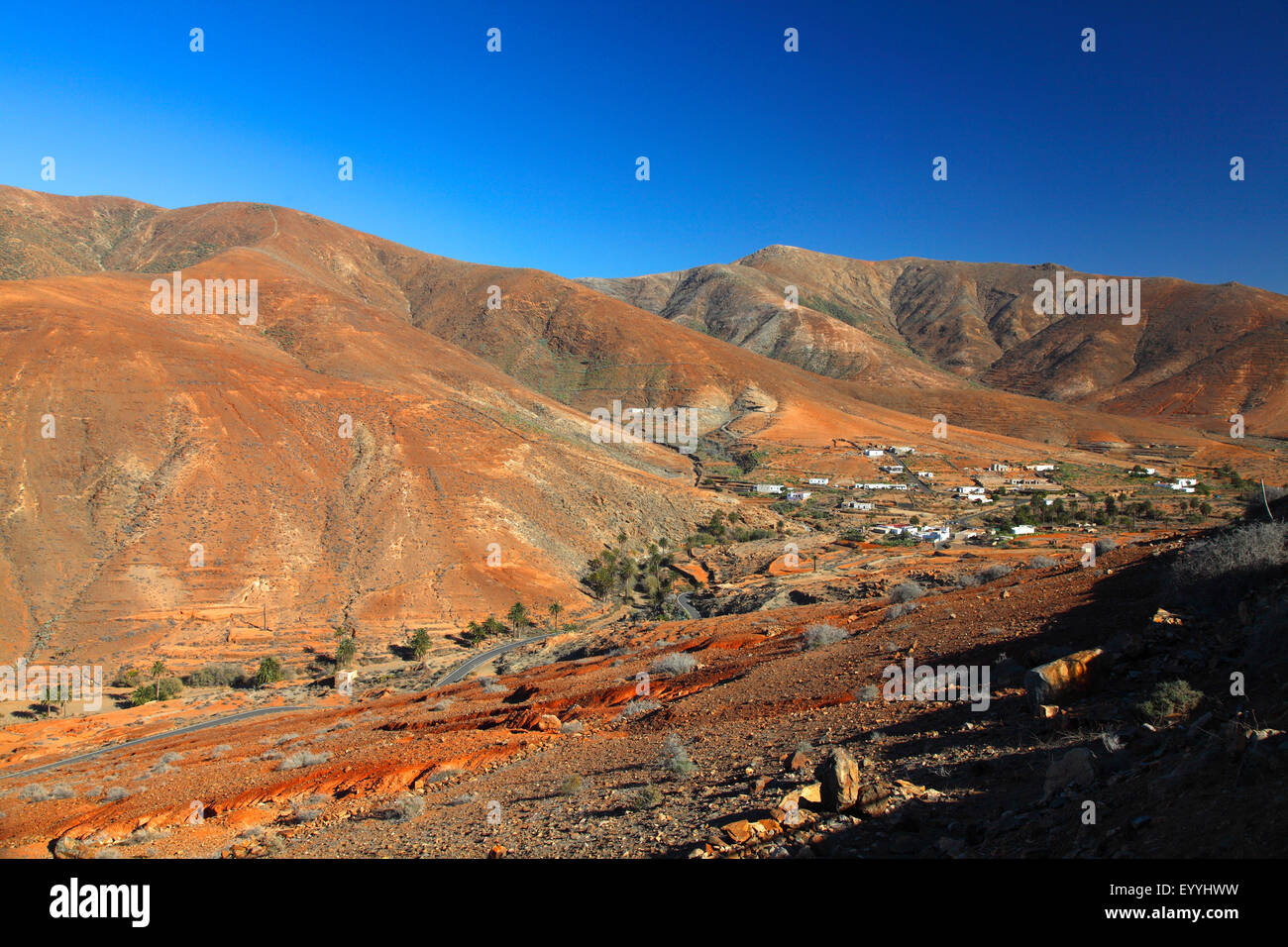 Vegas de Rio Palmas, villaggio nella deforestata montagne, isole Canarie Fuerteventura Foto Stock