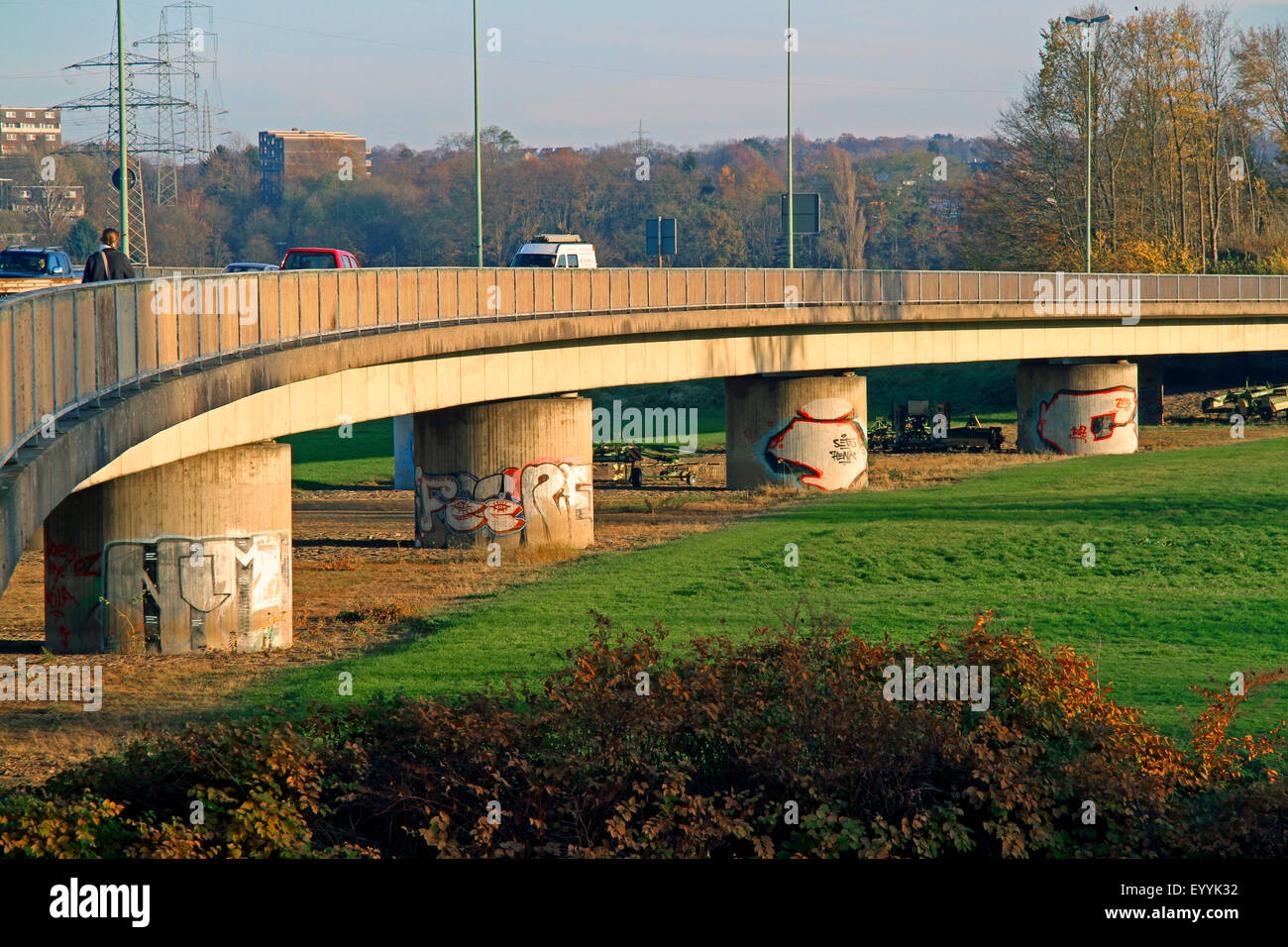 Konrad Adenauer Bridge crossing acqua area di protezione, in Germania, in Renania settentrionale-Vestfalia, la zona della Ruhr, Essen Foto Stock