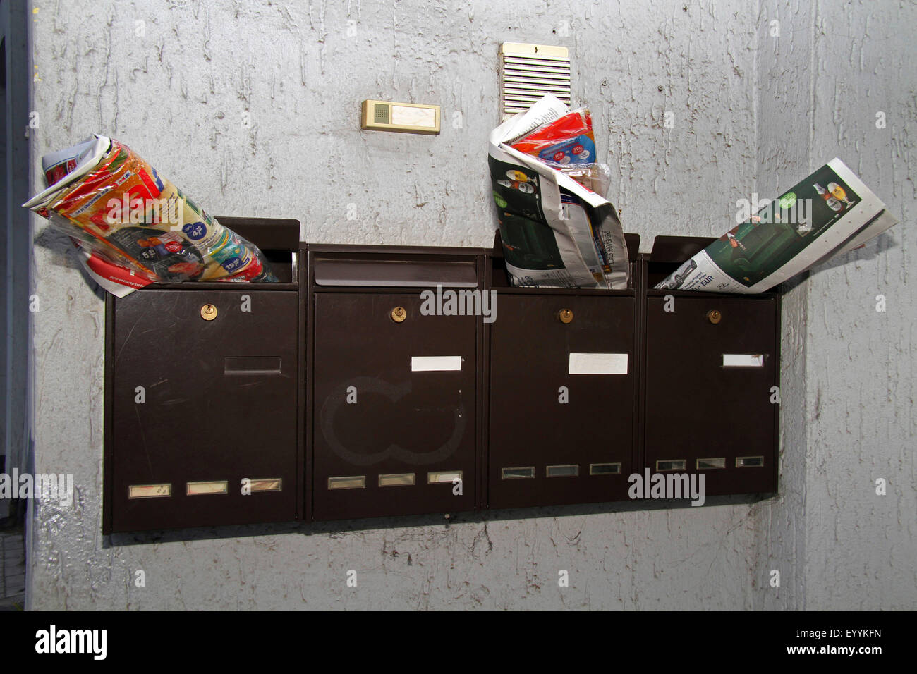Lettera di scatole con supporti di stampa, Germania Foto Stock