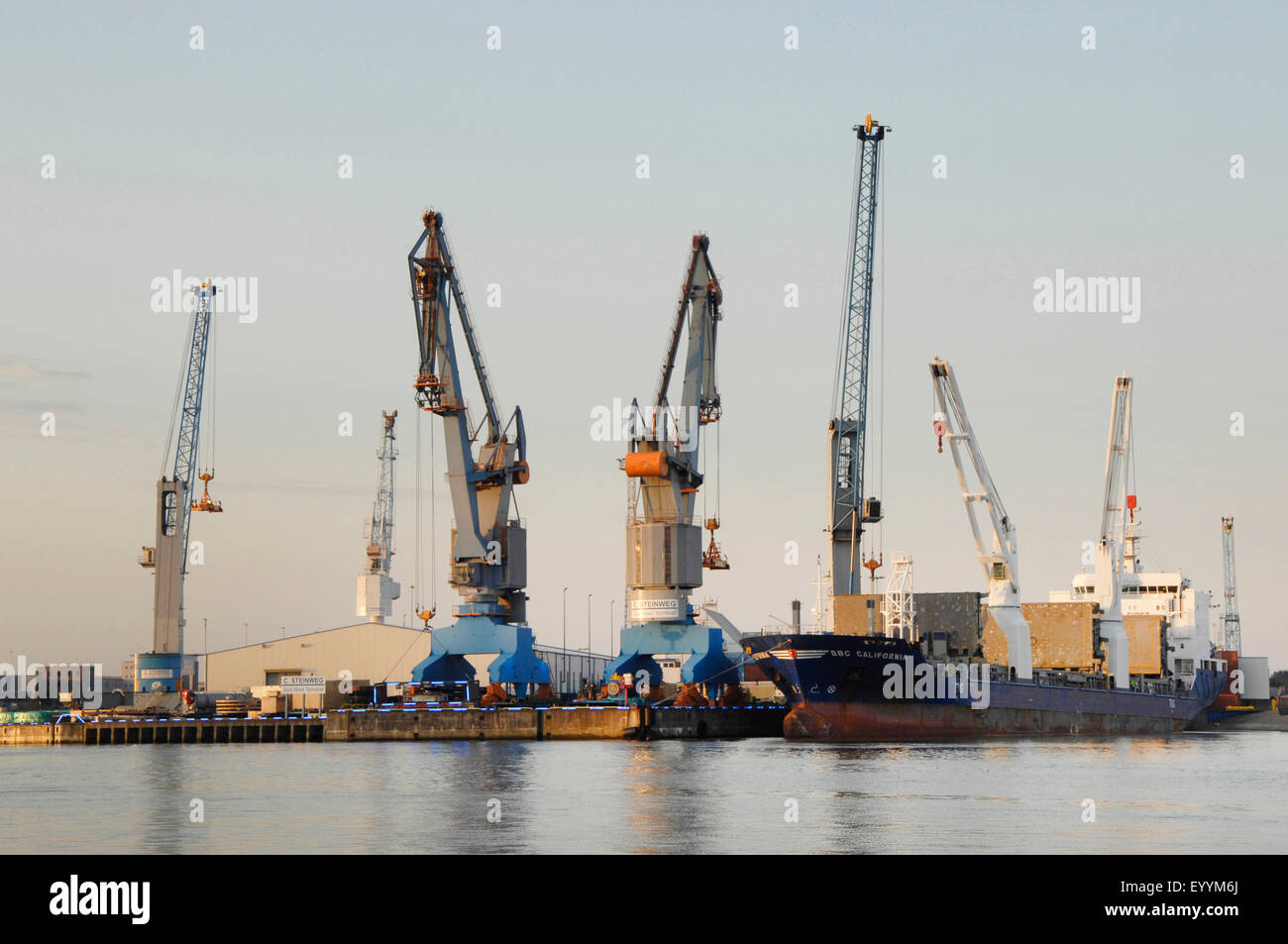 Gru portuale nel porto di Amburgo, Germania, Amburgo Foto Stock