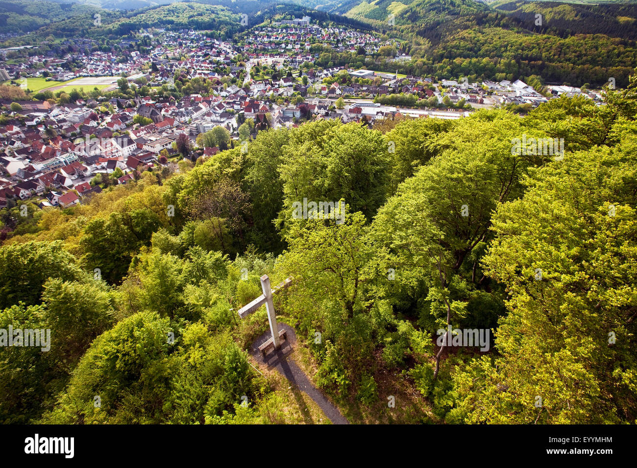 Vista dalla Torre Bilstein a Marsberg, in Germania, in Renania settentrionale-Vestfalia, Sauerland, Marsberg Foto Stock