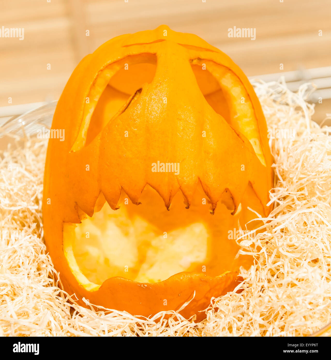 Orribile la testa di una zucca di Halloween holiday Foto Stock