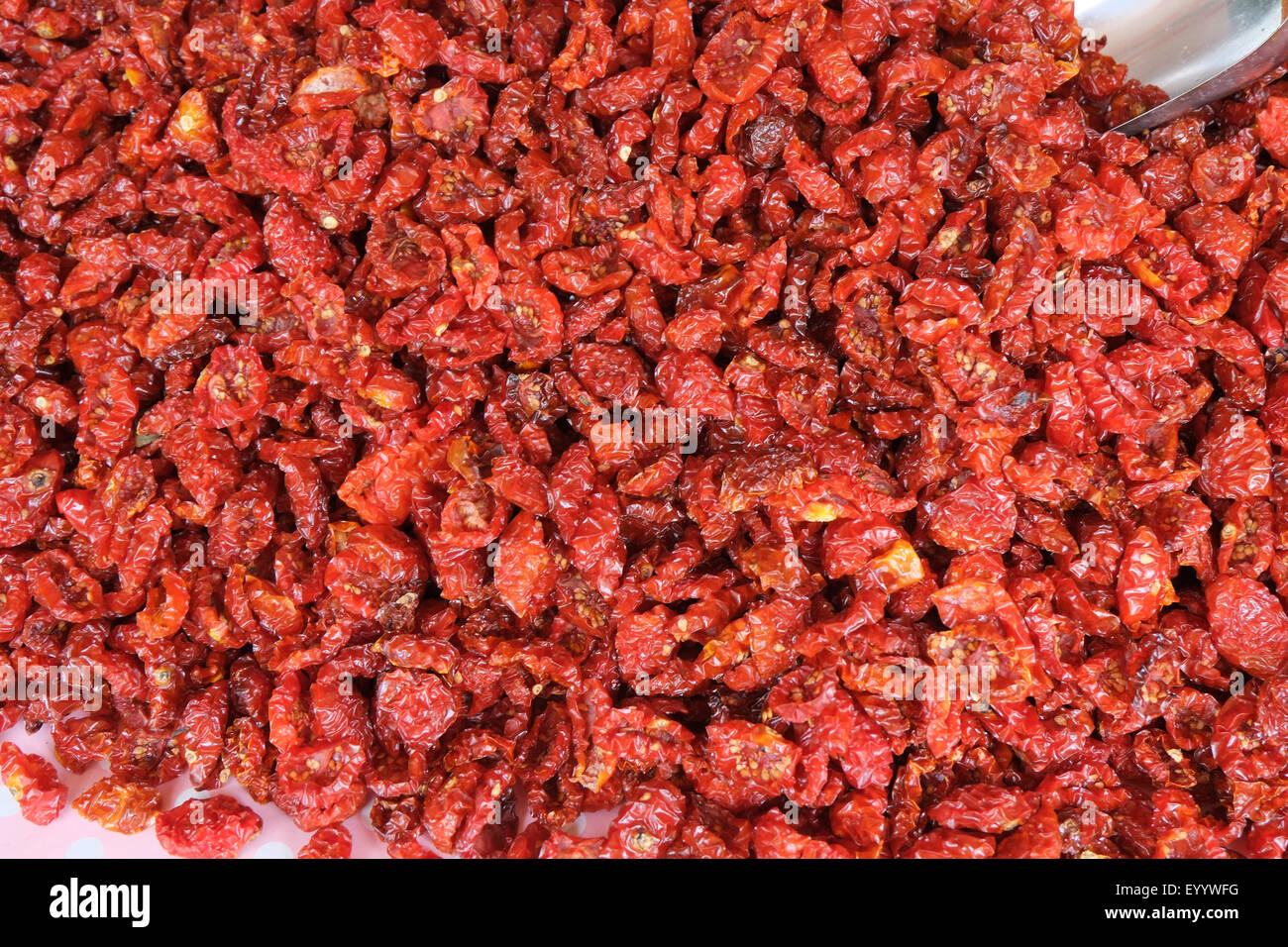 Sole siciliano pomodori secchi nel mercato,NOTO,Sicilia,Italia Foto Stock