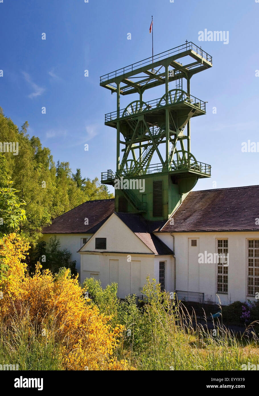Museo minerario di quartiere Siciliaschacht Meggen, in Germania, in Renania settentrionale-Vestfalia, Sauerland, Lennestadt Foto Stock