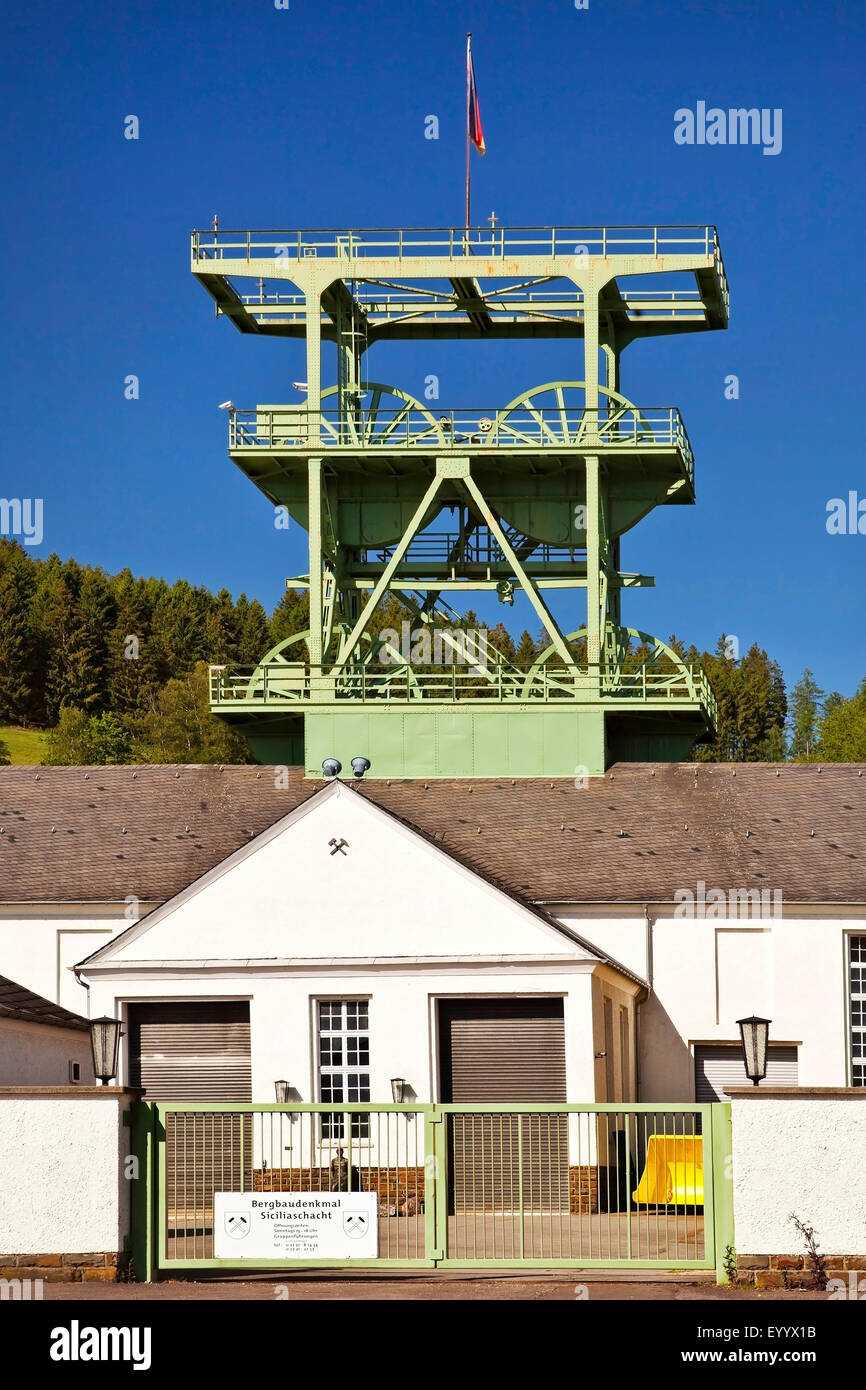 Museo minerario di quartiere Siciliaschacht Meggen, in Germania, in Renania settentrionale-Vestfalia, Sauerland, Lennestadt Foto Stock