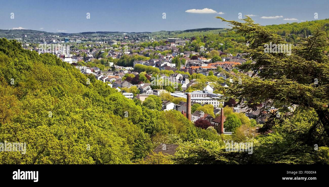 Vista dalla Torre Elisen su Wuppertal, Germania Renania settentrionale-Vestfalia, Wuppertal Foto Stock