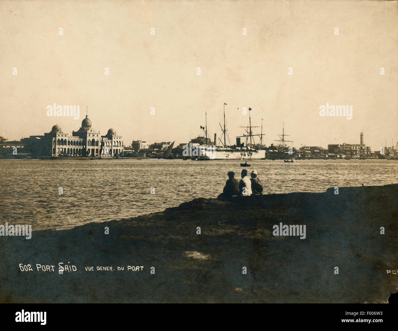 Port Said, Suez, Egitto - 1930S - una vista generale del porto, fotografia di P. Dittrich Foto Stock