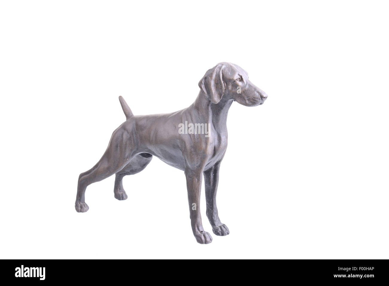 Weimaraner figurina isolato su uno sfondo bianco Foto Stock