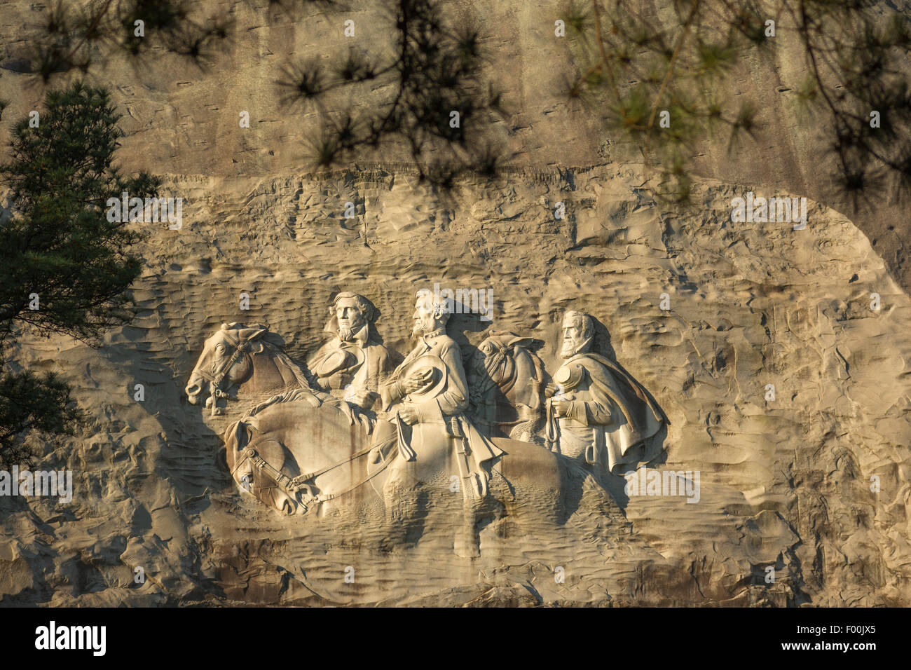 Bassorilievo carving confederato della guerra civile americana leader Stone Mountain State Park DEKALB COUNTY GEORGIA USA Foto Stock