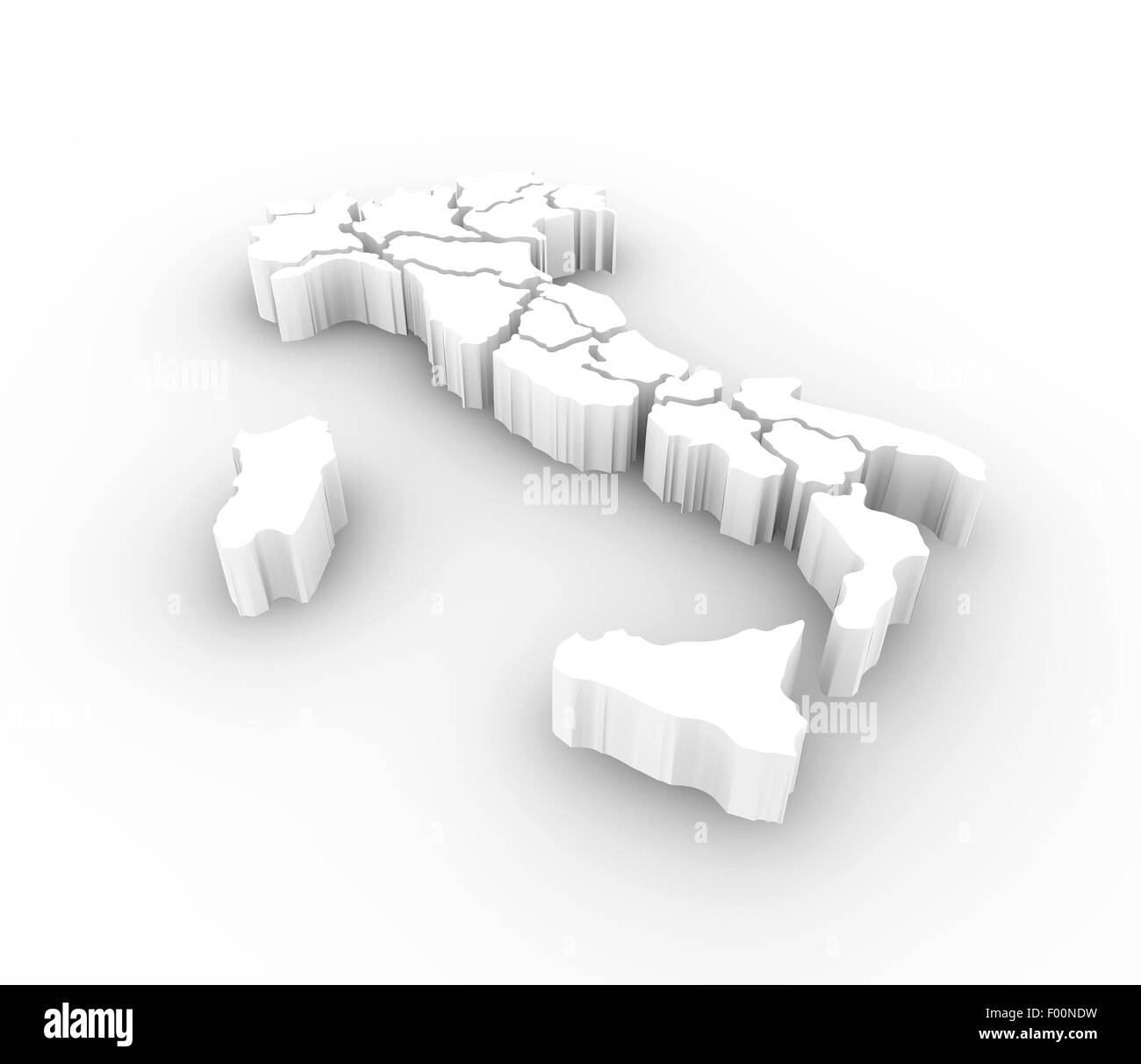 Mappa tridimensionale dell'Italia. 3d Foto Stock