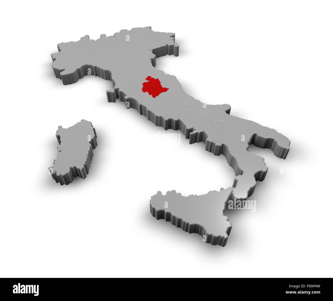 Mappa 3d di Italia Regioni Umbria Foto Stock